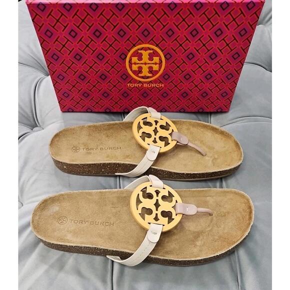 Tory Burch Miller Cloud Leather Sandals Womens Shoes 13 New - Picture 13 of 16